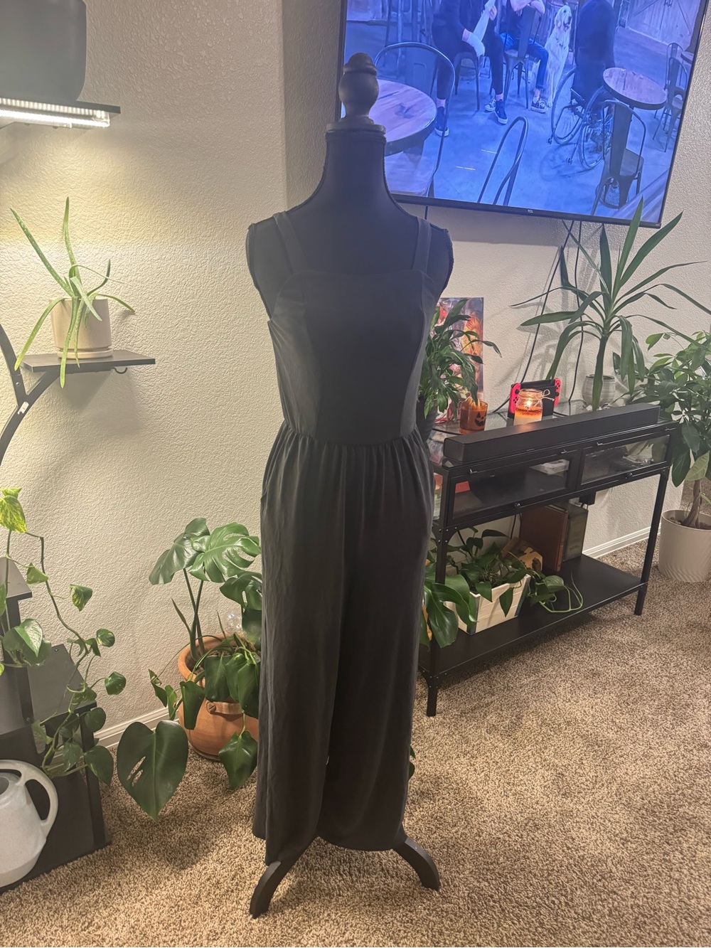 bp Black Sleeveless Midi Dress with Square Neck